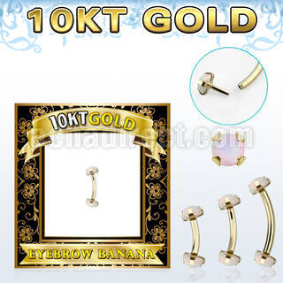 gibno gold eyebrow banana w thread less top w synthetic opal