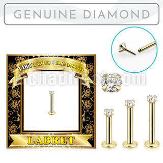 glbdi 14k gold labret 1.5mm prong set round diamond