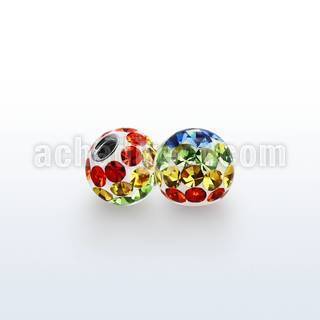 gmfr6 5mm ball with ferido multi crystals in gay pride colors
