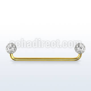 gold  90 316l steel surface barbell w ferido balls