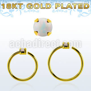 gpnho15 gold plated silver seamless nose ring w 1.5mm opal