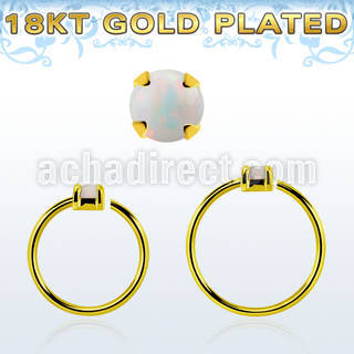 gpnho2 gold plated silver seamless nose ring w 2mm opal