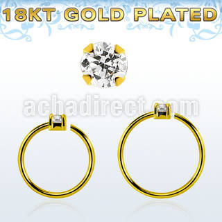 gpnhz15 gold plated silver seamless nose ring 1.5mm prong set cz