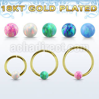 gpselo20 18k gold plated silver seamless ring 20g 3mm opal ball