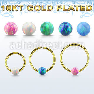 gpselo22 18k gold plated silver seamless ring 22g 3mm opal ball