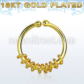 gpsep12a gold plated silver fake septum ring w a rope design