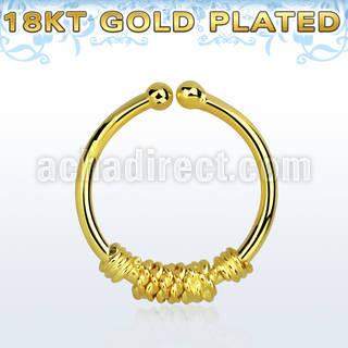 gpsep12b gold plated silver fake septum ring w a knoted wire