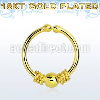 gpsep12c gold silver fake septum ring w a balinese wire ball