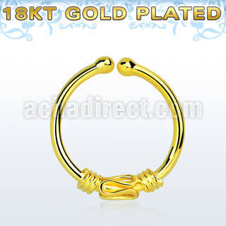 gpsep12d gold plated silver fake septum ring w a balinese wire