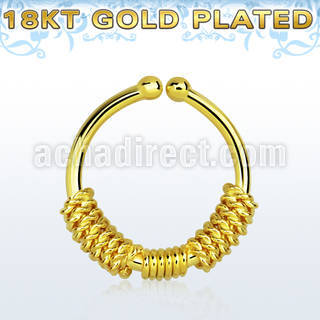 gpsep12e gold plated silver fake septum ring w 3 ropes wrapped