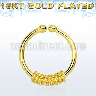 gpsep12i gold plated silver fake septum ring w with a thick rope