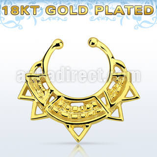 gpsepd10 gold silver fake septum clicker w wide engraved indian 