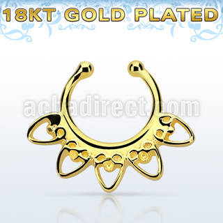 gpsepd6 gold plated silver fake septum clicker in a indian heart