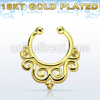 gpsepd7 gold silver fake septum clicker decorated indian 