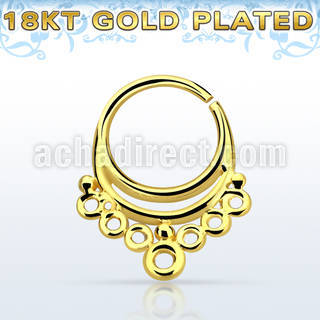 gpsepv1 gold plated silver septum ring in an indian design