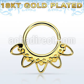gpsepv6 gold plated silver septum ring in a indian heart design