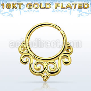 gpsepv7 gold plated silver septum ring w decorated indian design