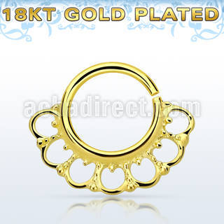 gpsepv8 gold plated silver septum ring in a wide indian design