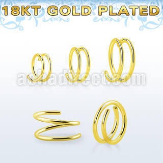 gpspr20 silver spiral nose ring, 20g (0.8mm) w 18k gold plating