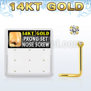 gsc2x box w 14kt gold nose screws, 20g w 1.5mm set clear cz 