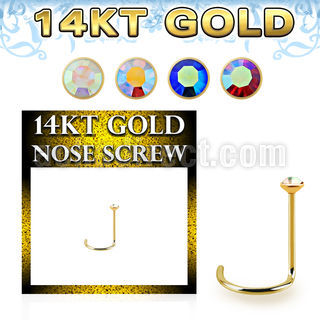 gscabm1 14k gold nose screw color crystal ball