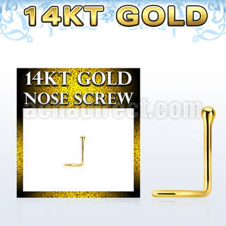 gscb1b 14kt gold nose screw, 20g w a 1.5mm ball shaped top