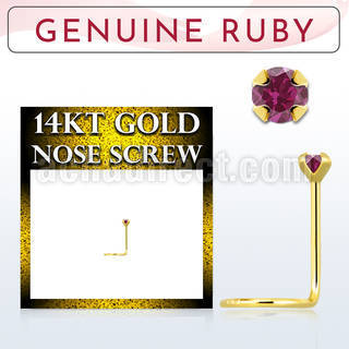 gscge5 14kt gold nose screw with a 2mm prong set ruby stone