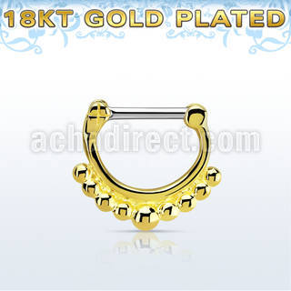 gsepn16 gold plated silver septum clicker, 16g w big balls