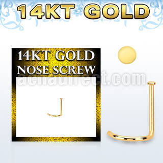gsrd1 14kt gold nose screw, 22g w small round flat top