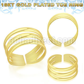 gt564 18k gold plated silver adjustable toe ring three bands