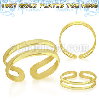 gt796 18k gold plated silver adjustable toe ring two bands