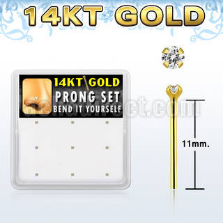 gys2x box 14kt gold bend it nose studs 20g w 1.5mm clear cz 