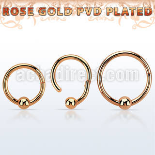 hbcrbr16 rose gold steel hinged ball closure ring w 3mm ball