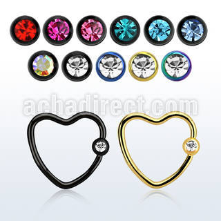 hccrt16 anodized steel heart shaped ball closure ring crystal