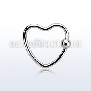 hcr16 316l steel heart shaped ball closure ring w 3mm ball