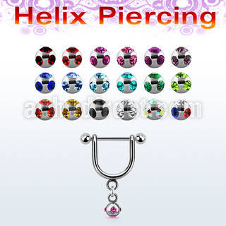 heud3 316l steel helix stirrup w 3mm multi jewel ball