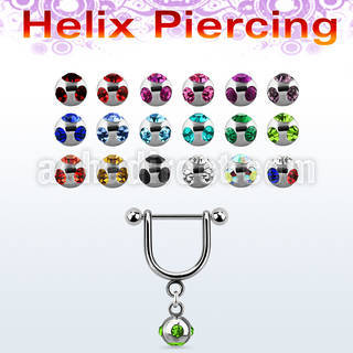 heud5 316l steel helix stirrup w 5mm multi jewel ball
