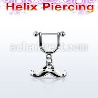 heud7 piercing helix estribo acero quirurgico barbell bola 3mm colgante bigote feliz al por mayor