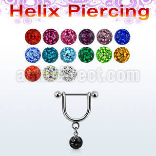 heufr5s 316l steel helix stirrup w 5mm multi crystal ball