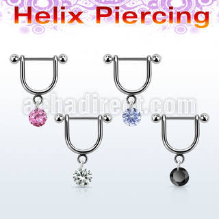 heuz9 316l steel helix stirrup w 5mm cz stone