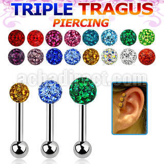 hexcfr 316l steel triple tragus piercing with 3 5mm ferido ball