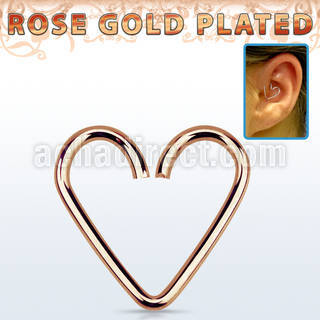 hexhrs rose gold plated silver heart shaped helix piercing ring
