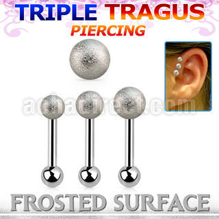 hexifo steel triple tragus piercing w upper 3 5mm frosted ball
