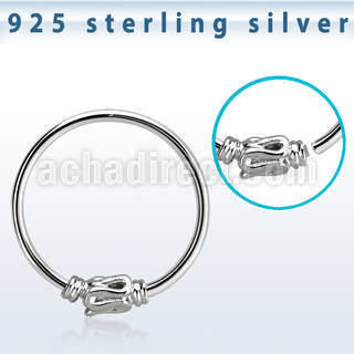 hr15 silver seamless nose hoop w balinese wire design