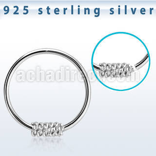 hr21 silver seamless nose hoop w twisted wire design