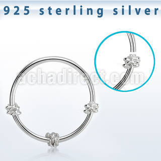 hr27 silver seamless nose hoop w triple twisted wire design