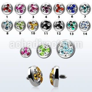 iafrd 5mm steel dermal anchor top w tri star multi crystal