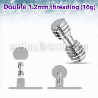 id2p 316l steel adapter for dermal anchor, double 16g (1.2mm)