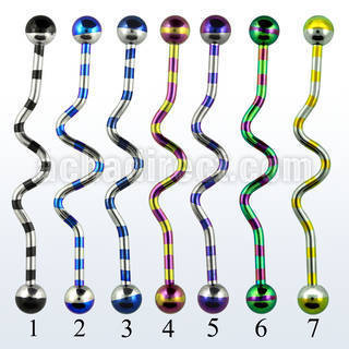 idat14 pvd 316l steel industrial zig zag barbell with 5mm balls