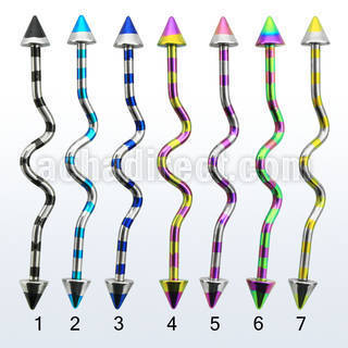 idatn14 pvd 316l steel industrial zig zag barbell with cones
